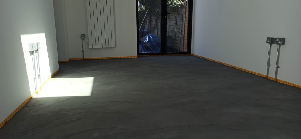 Micro-cement floor just before sanding